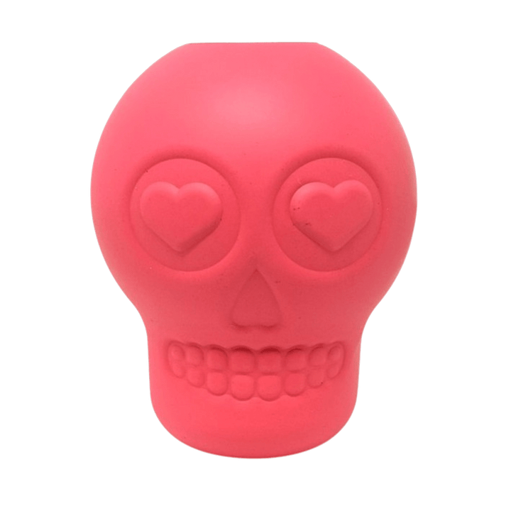 SodaPup Sugar Skull rubber dog treat dispenser in pink