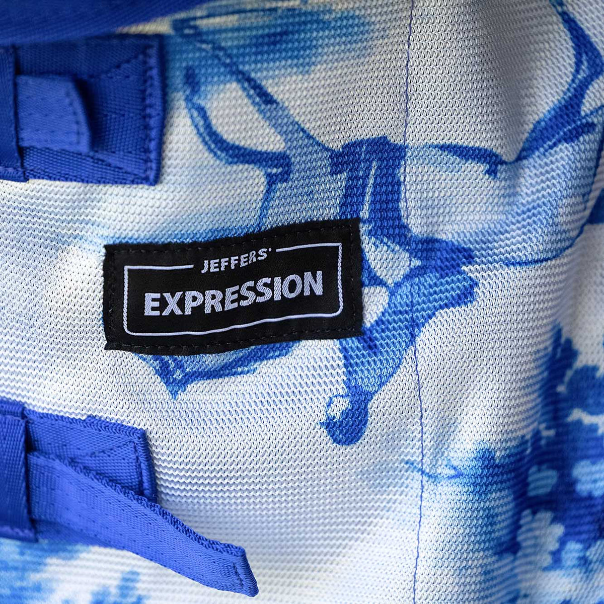 Jeffers Expression softmesh combo neck horse fly sheet in blue camo pattern