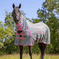 Load image into Gallery viewer, Jeffers Expression Softmesh Combo Neck Fly Sheet mint leopard print with pink trim
