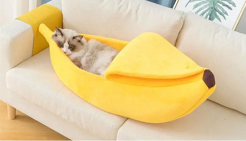 Premium Banana Pet Bed Funny Shaped Soft Warm Dog Cat House Portable by Furr Baby Gifts