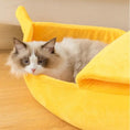 Load image into Gallery viewer, Premium Banana Pet Bed Funny Shaped Soft Warm Dog Cat House Portable by Furr Baby Gifts
