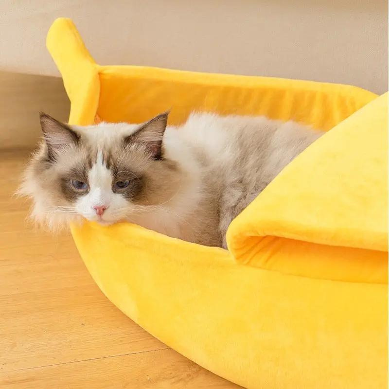 Premium Banana Pet Bed Funny Shaped Soft Warm Dog Cat House Portable by Furr Baby Gifts