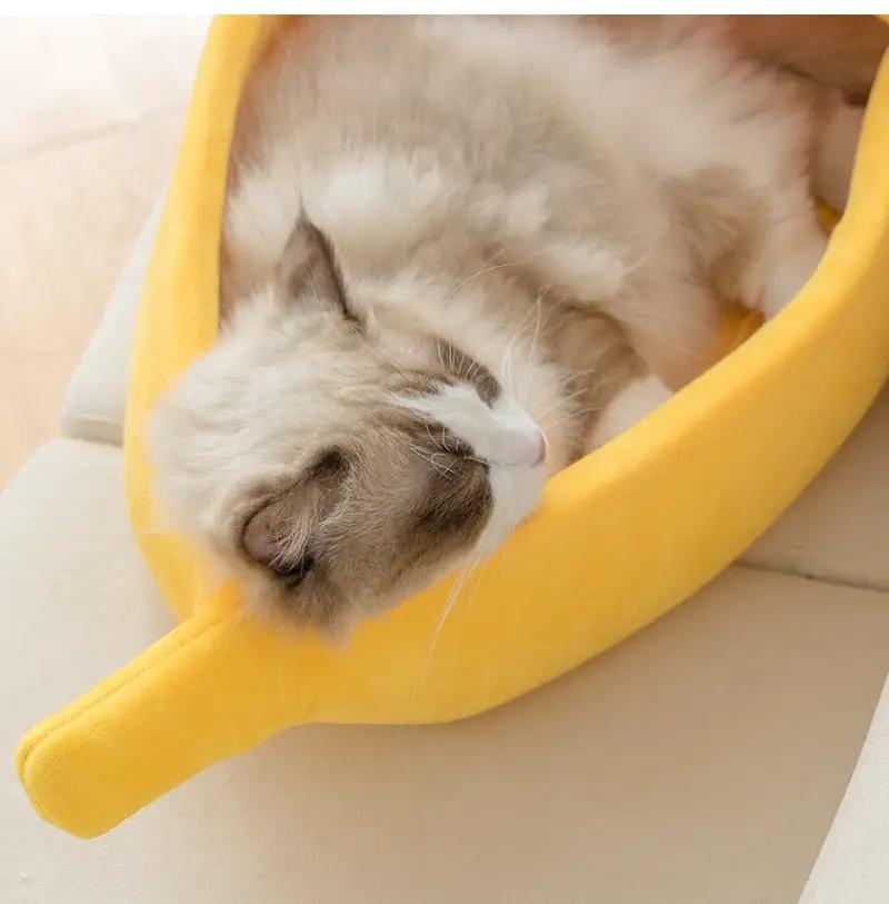 Premium Banana Pet Bed Funny Shaped Soft Warm Dog Cat House Portable by Furr Baby Gifts