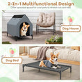 Bild in Galerie-Betrachter laden, Dog House by DirectDeals; gray outdoor elevated shelter with arched entry and ventilated windows.
