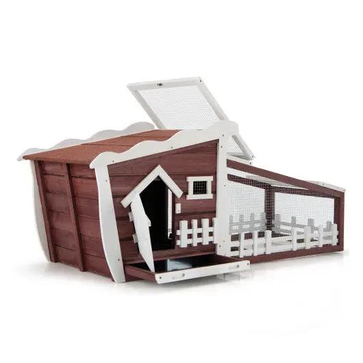 High Quality 62 Inch Red Wooden Rabbit Hutch With Pull Out Tray by VYSN