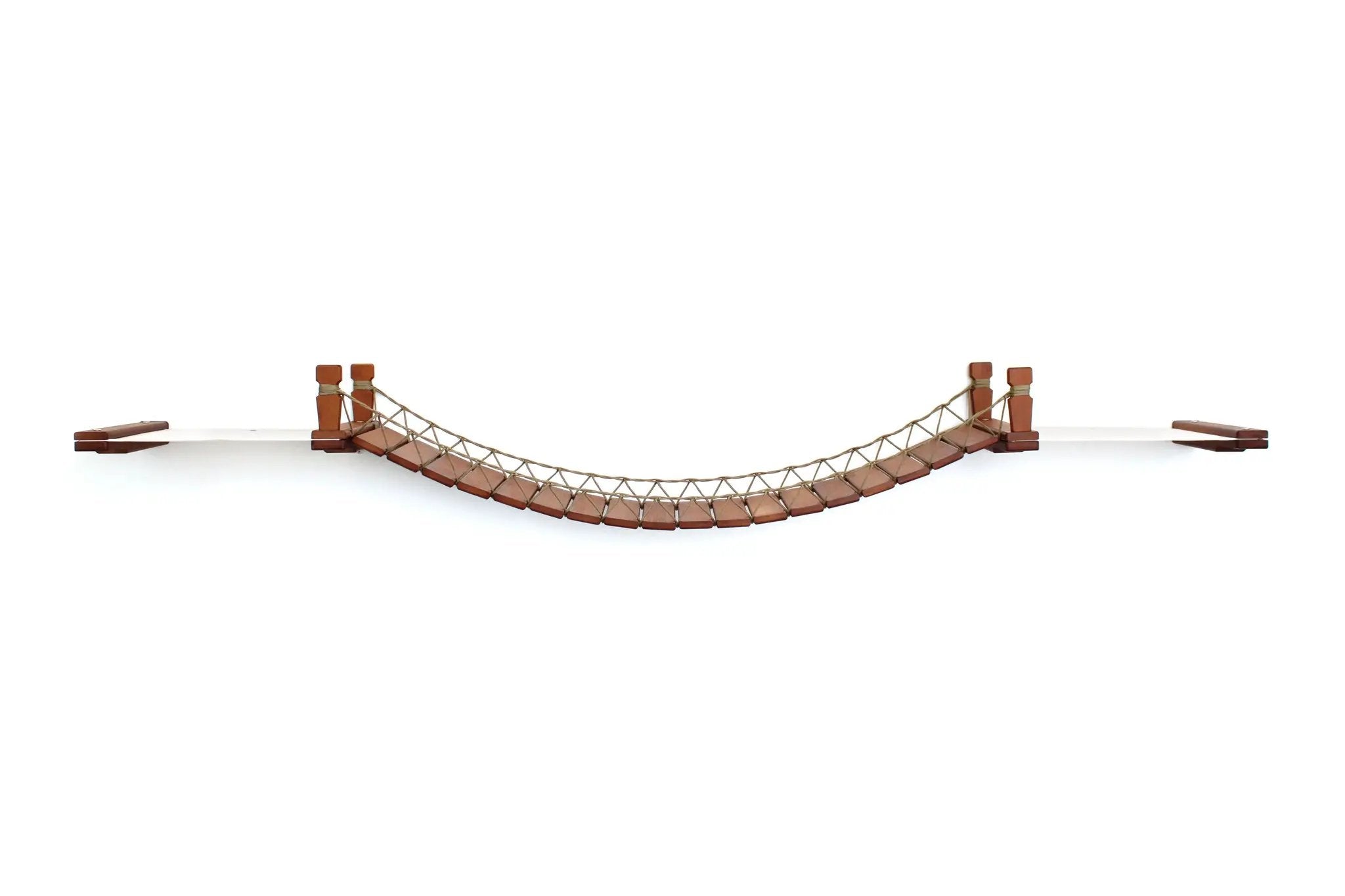 Double Cat Hammock and Climbing Bridge Combo by Catastrophic Creations, wooden plank cat bridge with rope netting