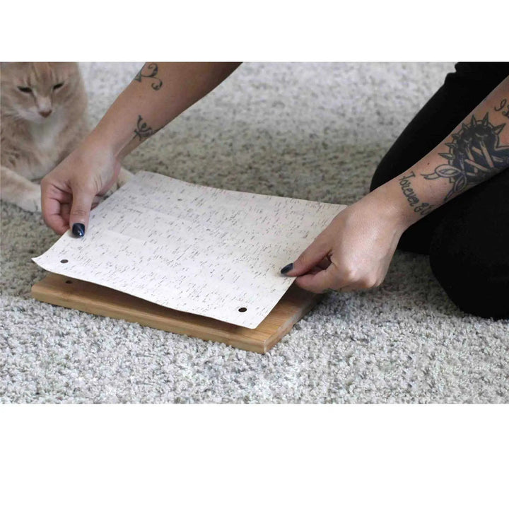 Cat Climbing Shelf in natural wood plywood with a wooden base