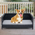 Load image into Gallery viewer, Rattan Dog Bed With Waterproof Cushion For Small Medium Dogs Gray by DirectDeals
