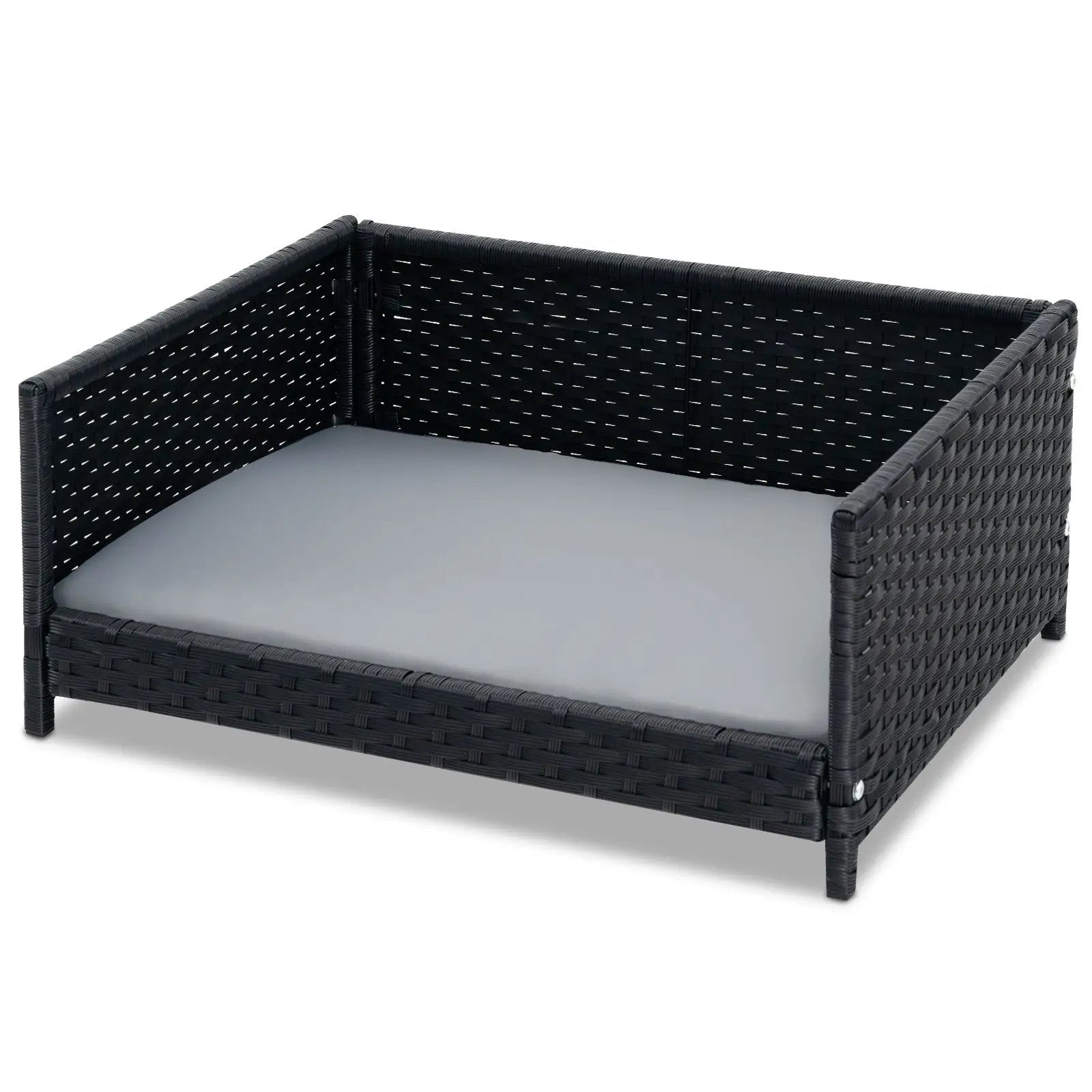 Rattan Dog Bed With Waterproof Cushion For Small Medium Dogs Gray by DirectDeals