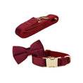 Charger l'image dans la visionneuse de la galerie, Red Wine Velvet Dog Harness Collar Leash Set Elegant Walking Wear by DDPaws

