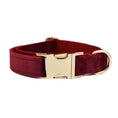 Charger l'image dans la visionneuse de la galerie, Red Wine Velvet Dog Harness Collar Leash Set Elegant Walking Wear by DDPaws
