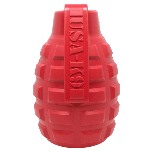 USA-K9 Grenade Rubber Dog Chew Toy Ultra Durable Heavy Duty Red Blue by SodaPup/True Dogs, LLC