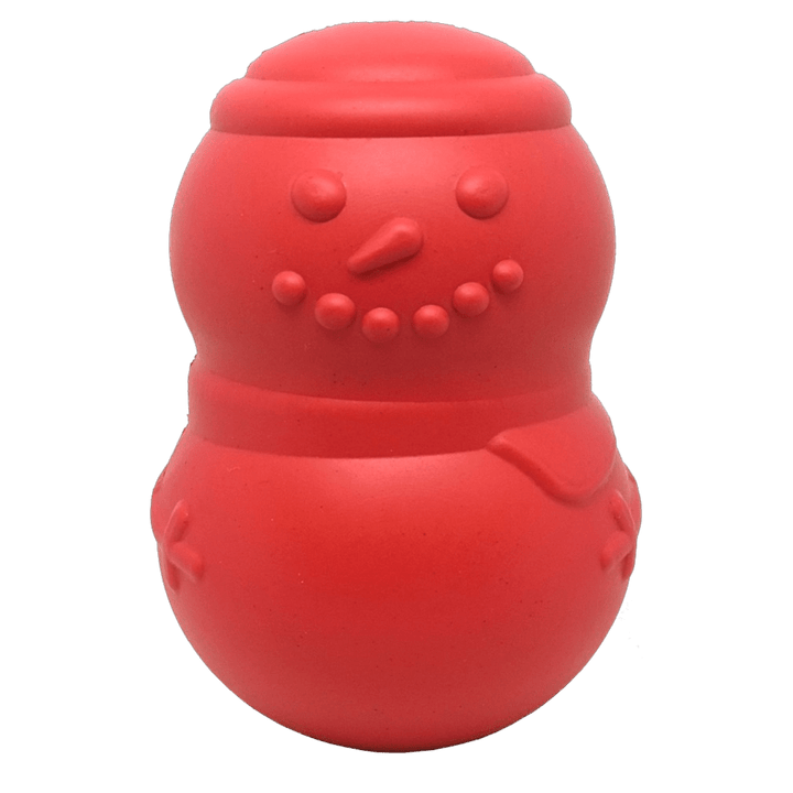SodaPup red Snowman eDispenser rubber dog treat toy