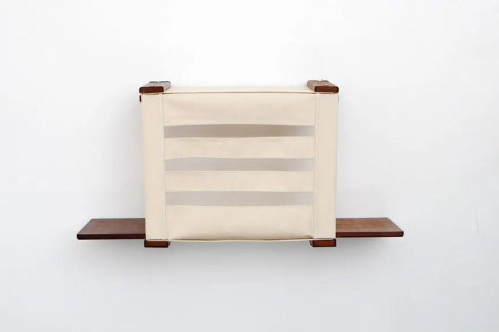 Cat Cubby for Wall - Covered Cat Bed with beige fabric and wooden shelves