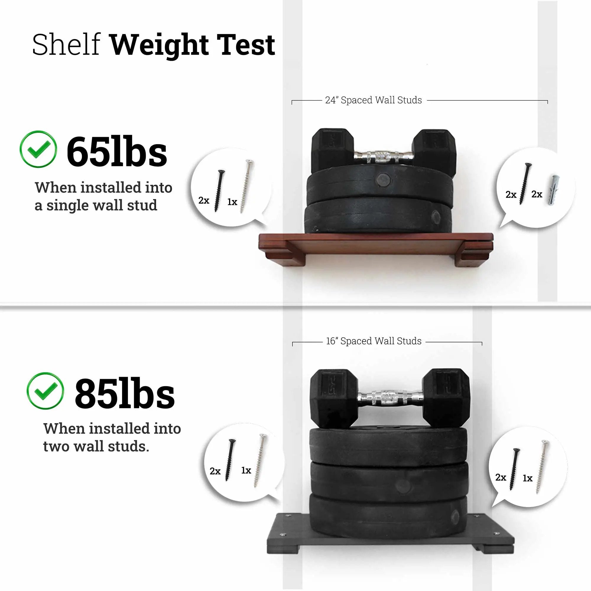 Wall Mounted Cat Shelf by Catastrophic Creations; brown wooden shelf with black weights and mounting hardware.