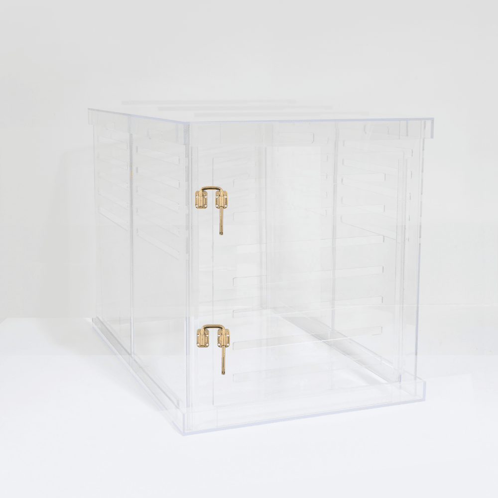 Hiddin Clear Acrylic Dog Crate – Small, Gold Latch