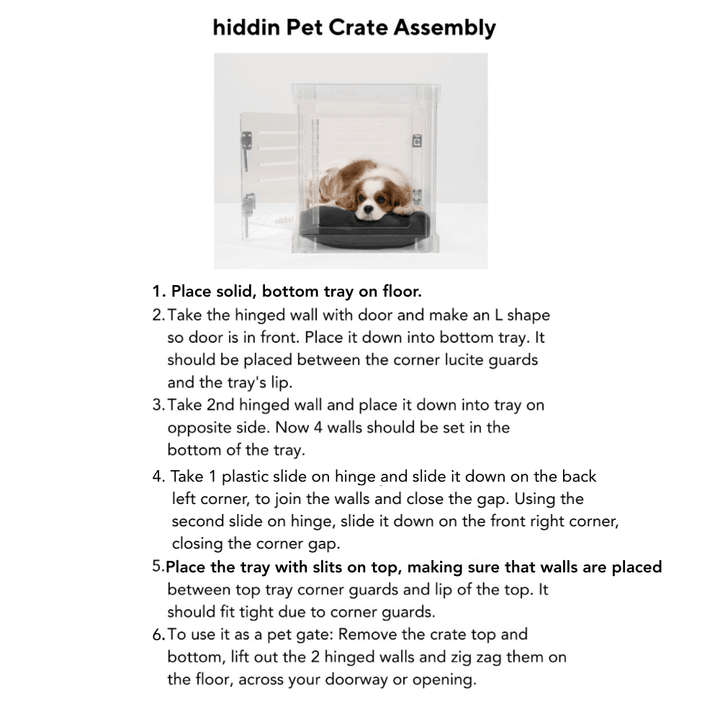 Hiddin Clear Acrylic Dog Crate – Medium, Gold Latch