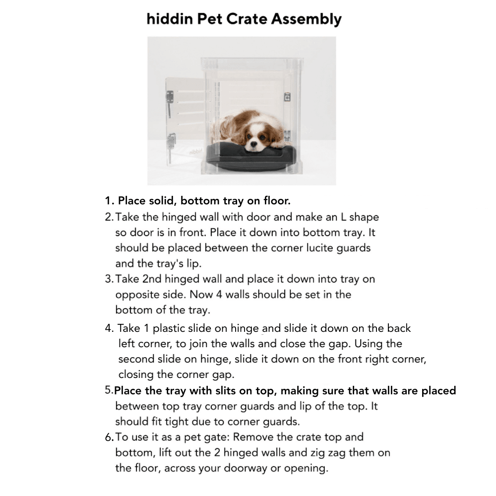 Hiddin Clear Acrylic Dog Crate – Large, Silver Latch