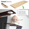 Load image into Gallery viewer, Wall Mounted Cat Shelf (2-pack) by Catastrophic Creations; light and dark wood cat perches with slotted mounting.
