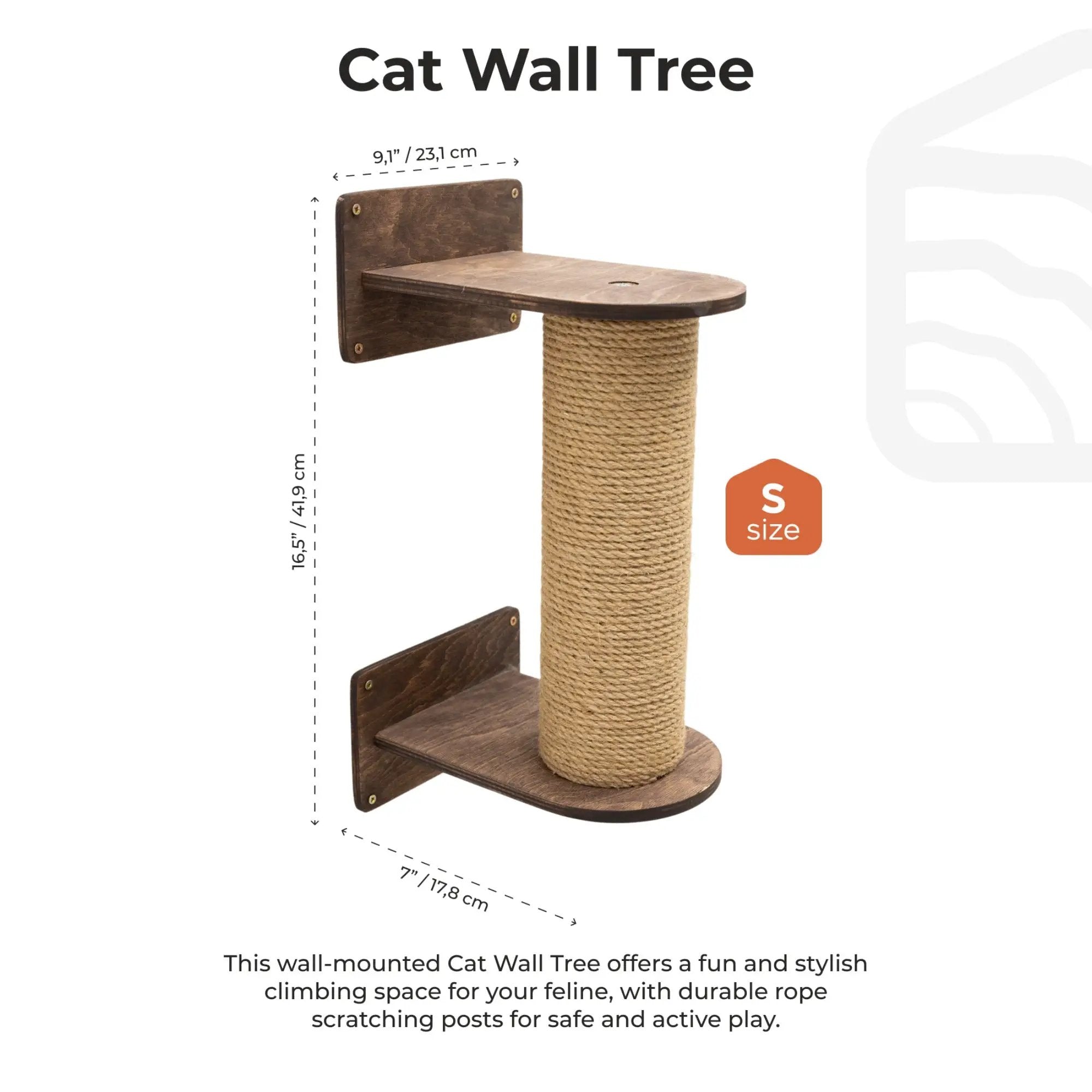 Enjoy The Wood Compact Cat Tree Scratching Post Hideaway Dark Walnut by Enjoy The Wood