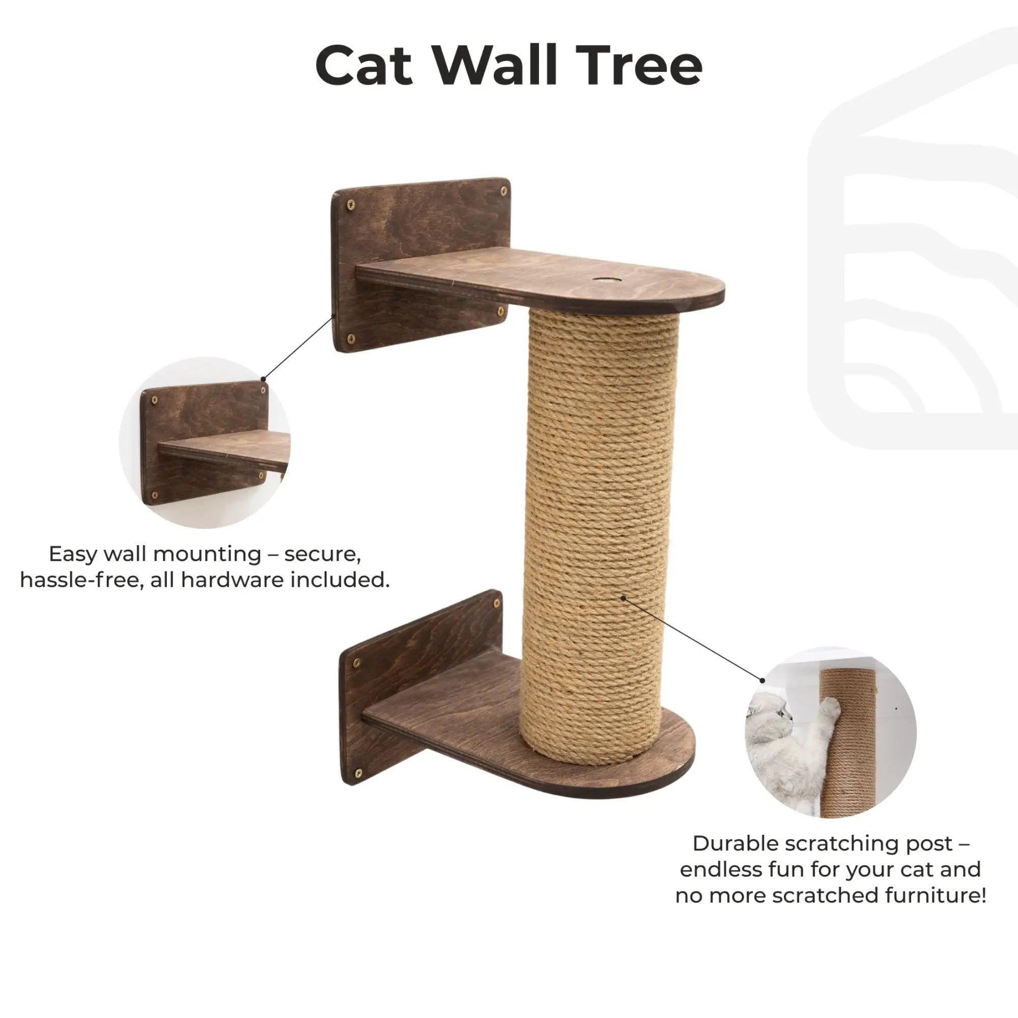 Enjoy The Wood Compact Cat Tree Scratching Post Hideaway Dark Walnut by Enjoy The Wood