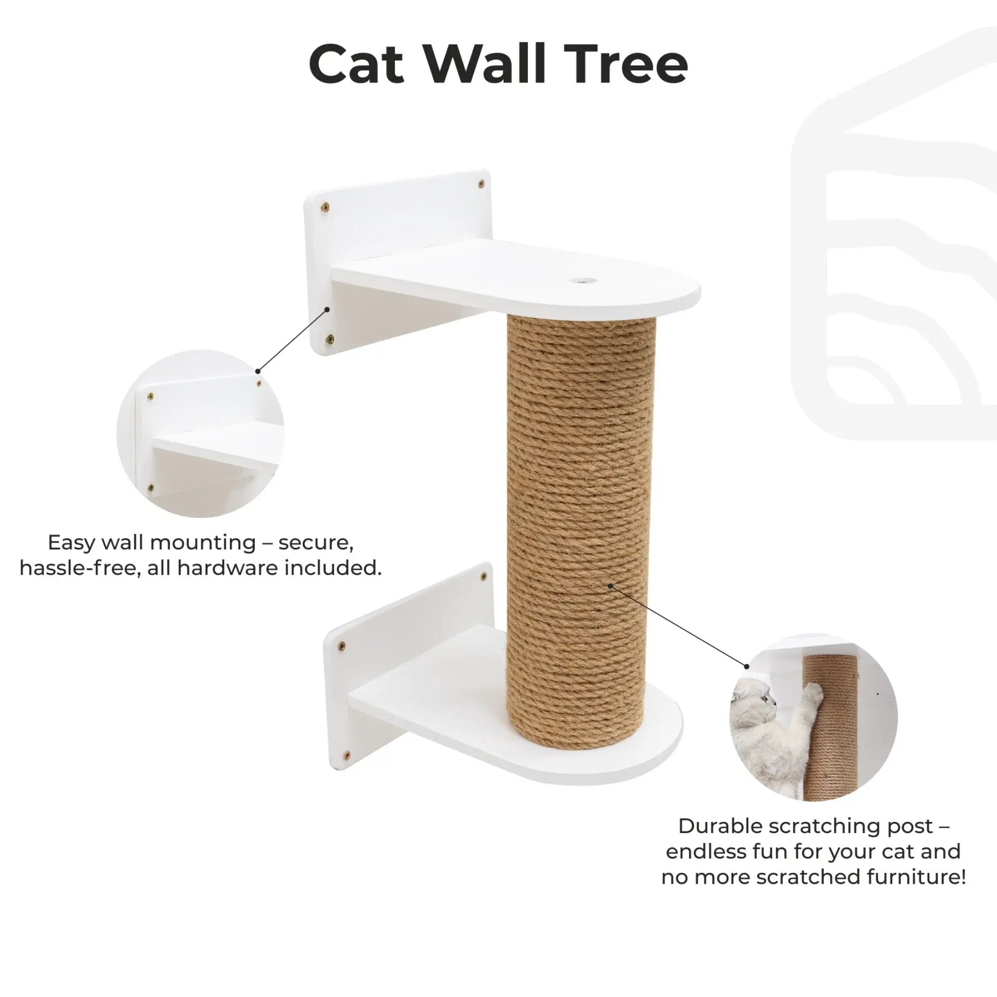Enjoy The Wood Small Cat Tree White Plywood Frame Soft Felt Platform by Enjoy The Wood