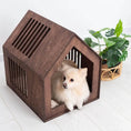Load image into Gallery viewer, Neutral Natural Material Small Indoor Dog House Secure Pet Retreat Fits Any Home Decor Private Sanctuary Space by Enjoy The Wood
