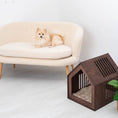 Load image into Gallery viewer, Neutral Natural Material Small Indoor Dog House Secure Pet Retreat Fits Any Home Decor Private Sanctuary Space by Enjoy The Wood

