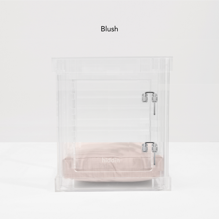 Hiddin Clear Acrylic Dog Crate – Small, Silver Latch