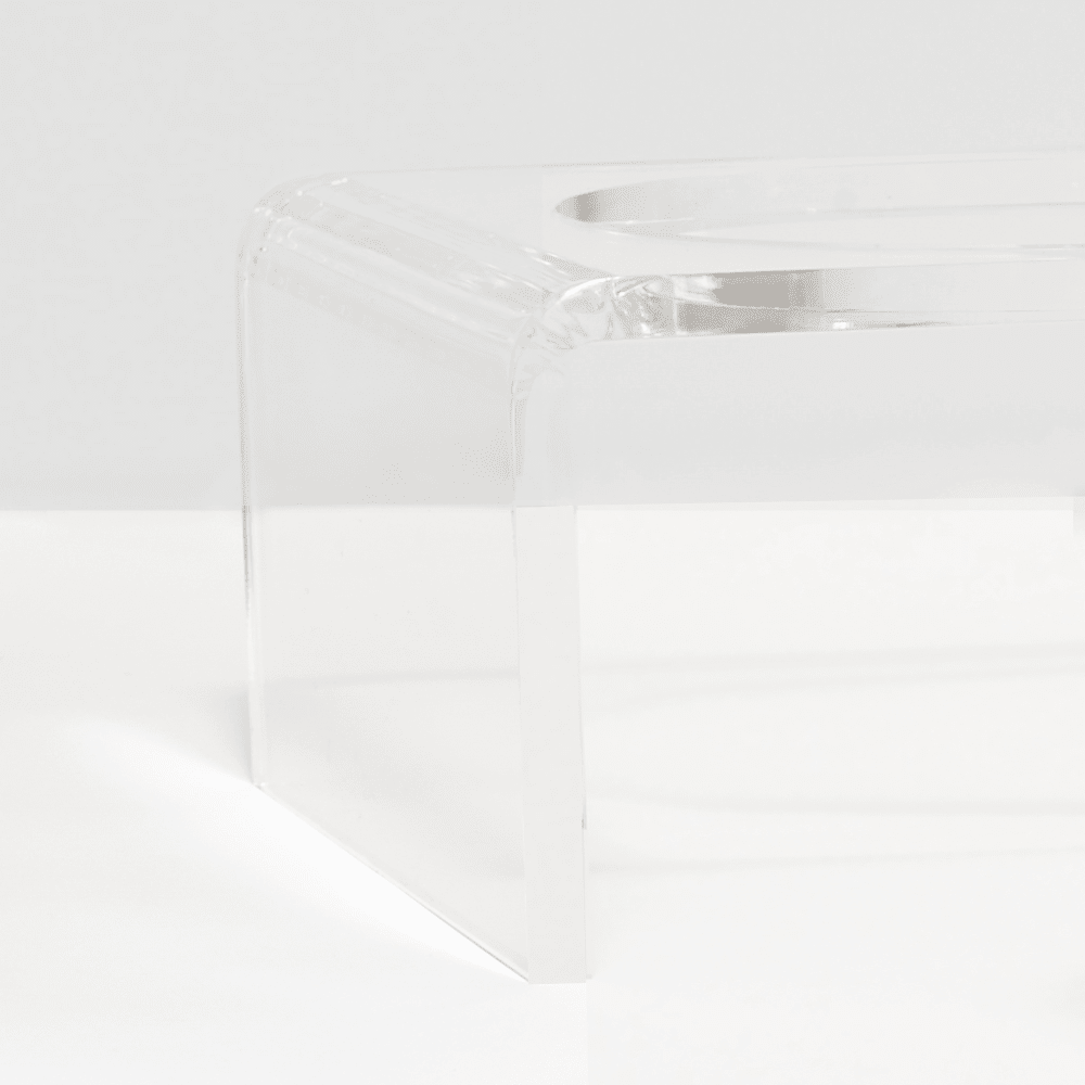 Hiddin Clear Acrylic Double Feeder with Silver Bowls – 3 in High