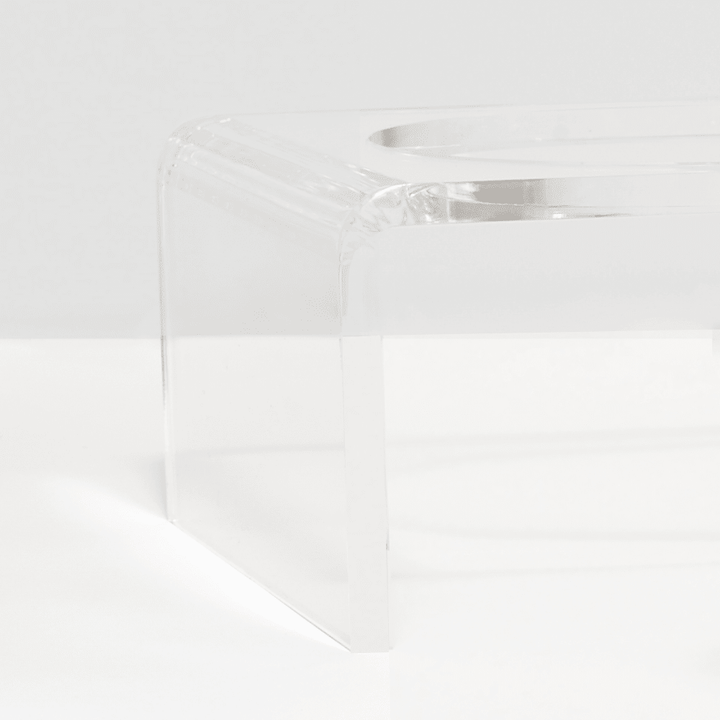 Hiddin Clear Acrylic Double Feeder with Silver Bowls – 3 in High