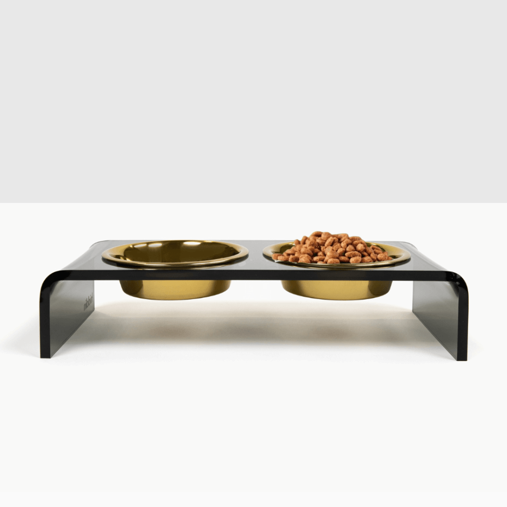 Hiddin Smoke Grey Acrylic Double Feeder – 3 in High