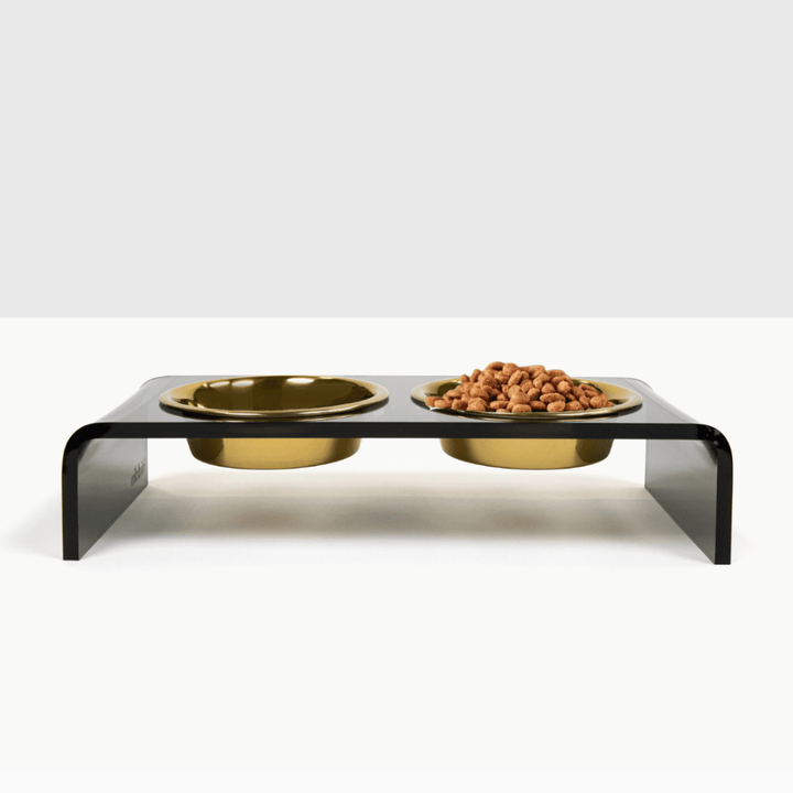 Hiddin Smoke Grey Acrylic Double Feeder – 3 in High