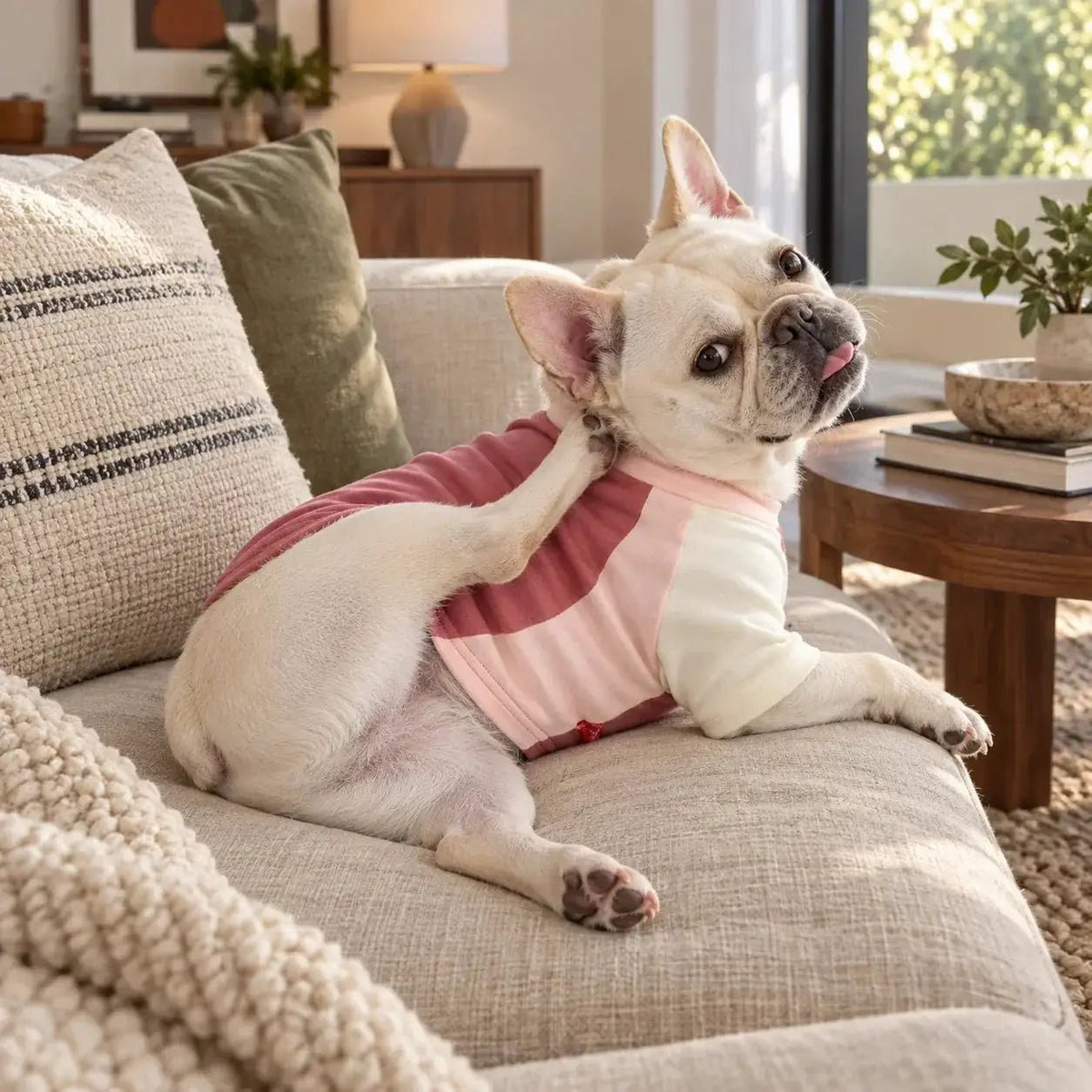 SOCKPET Pug & Frenchie Color-Block Tank for pets in pink and cream