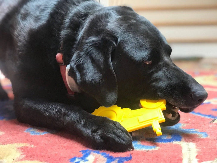 SodaPup Tractor eChew nylon dog chew toy in yellow or brown, view 7