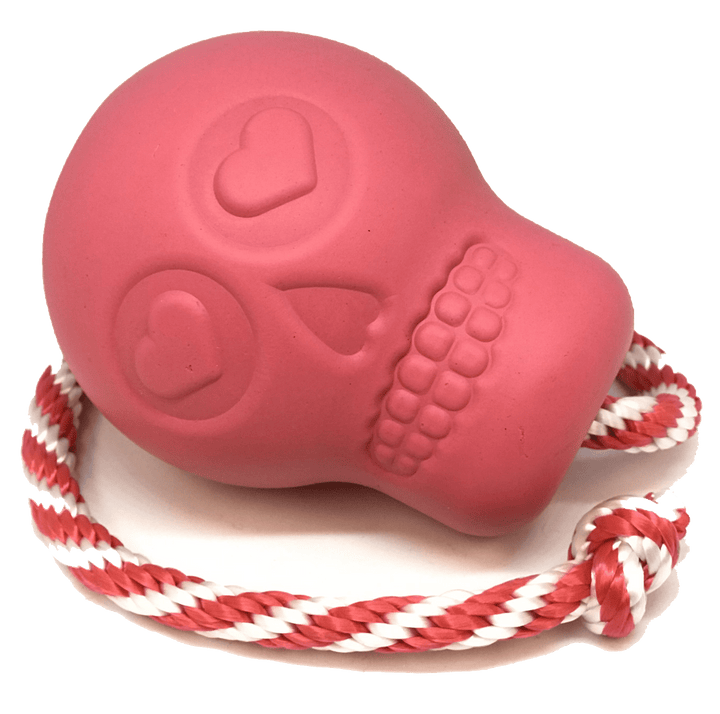 SodaPup USA-K9 pink skull rubber dog chew toy and treat dispenser