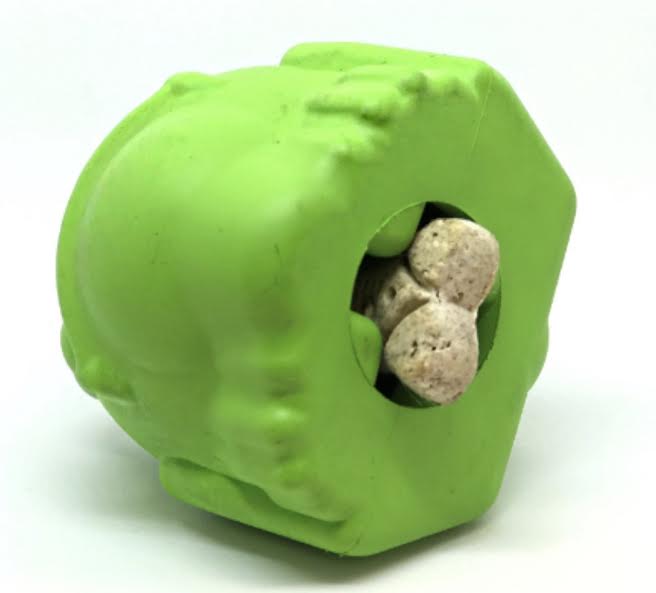 SodaPup Bull Frog rubber dog treat dispenser in green, view 6