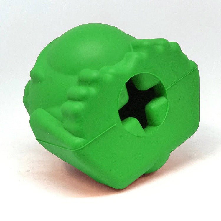 SodaPup Bull Frog rubber dog treat dispenser in green, view 7