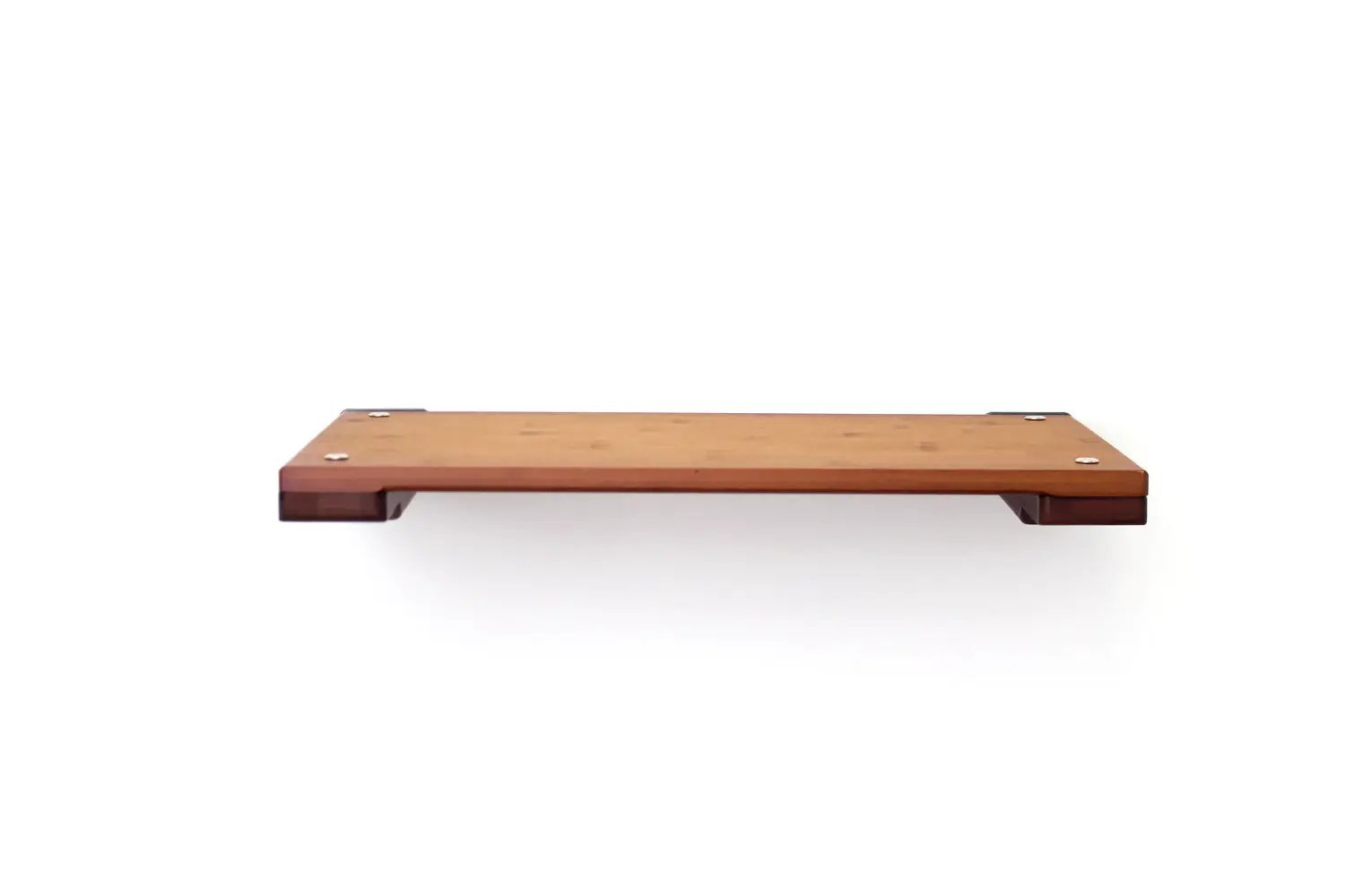 Wall Mounted Cat Shelf; brown wooden cat perch with visible mounting screws