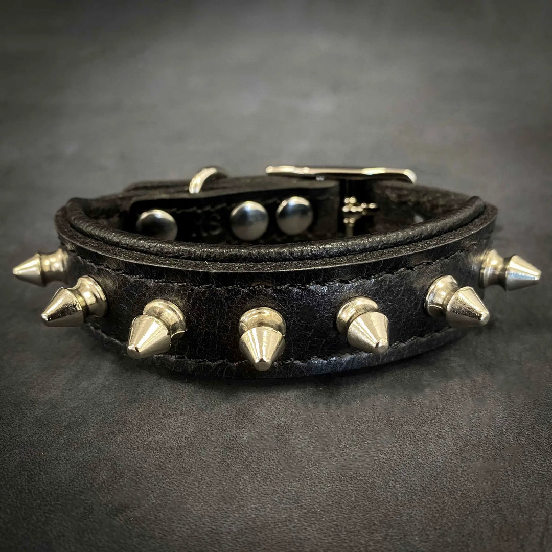 Bestia Spiky Leather Puppy Collar