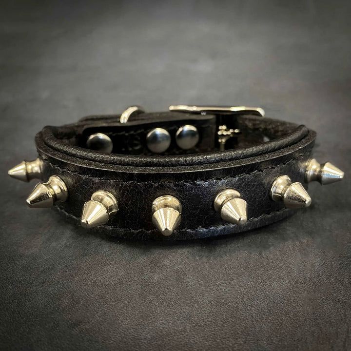 Bestia Spiky Leather Puppy Collar