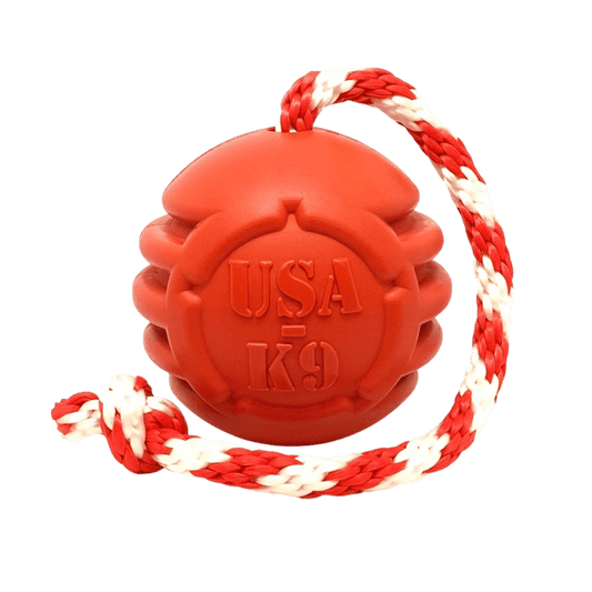 USA-K9 Stars And Stripes Red Rubber Dog Toy For Handlers Ultradurable Natural Rubber Made In Usa by SodaPup/True Dogs, LLC