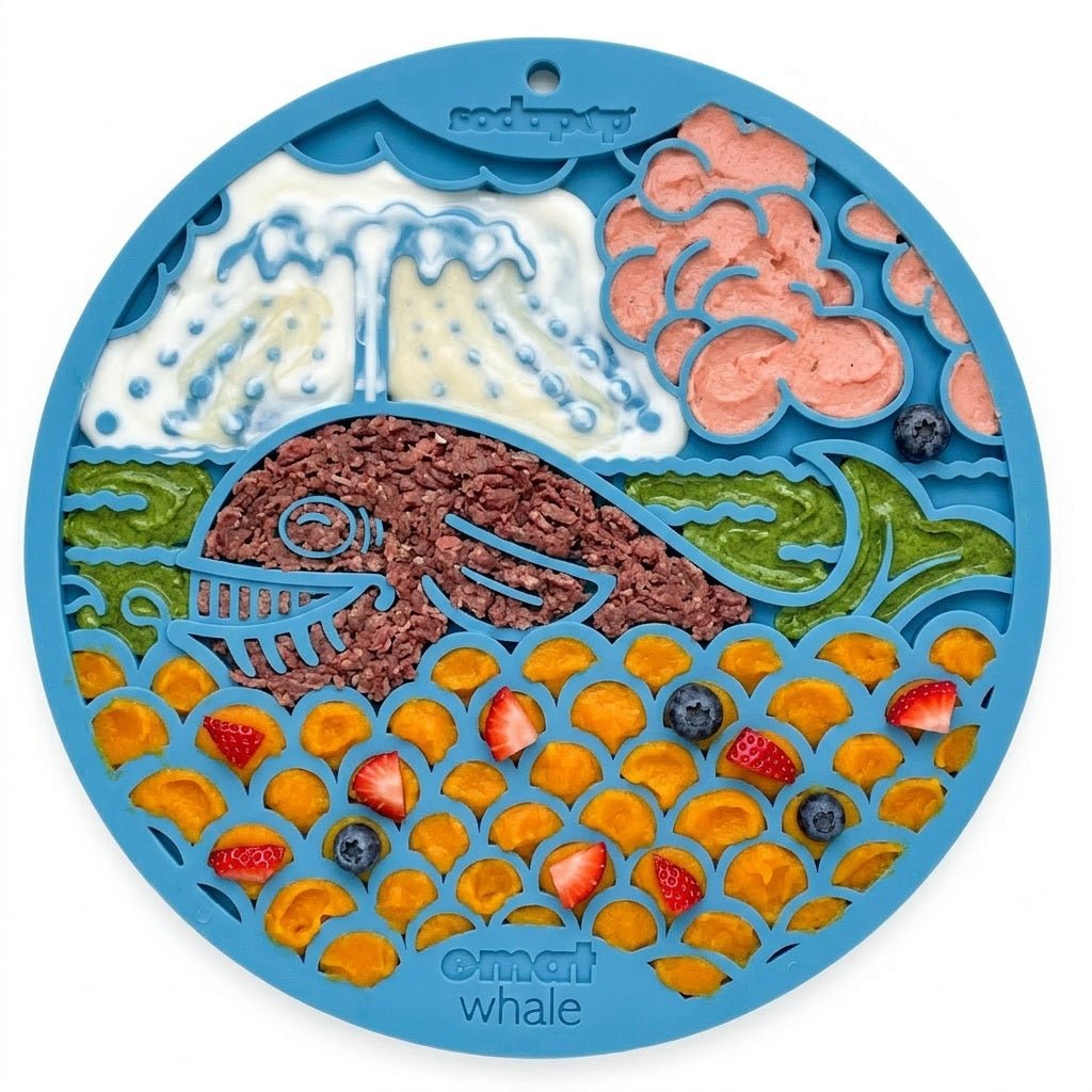 SodaPup Whale TPE lick mat in blue, view 2