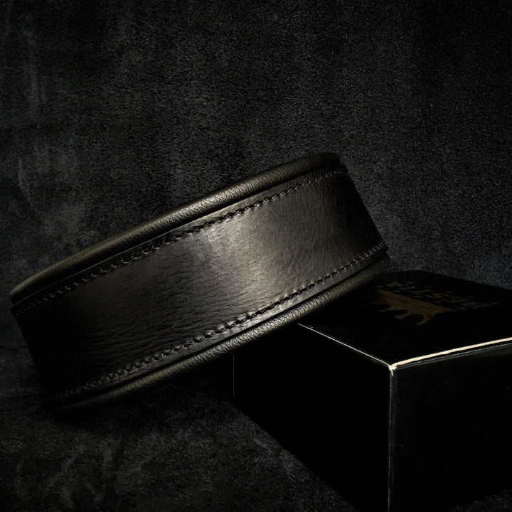 Bestia Style Black Italian Leather Dog Collar