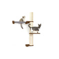 Bild in Galerie-Betrachter laden, The Crow's Nest wall cat condo scratcher with hammock; beige rope post and two wooden platforms with two cats.
