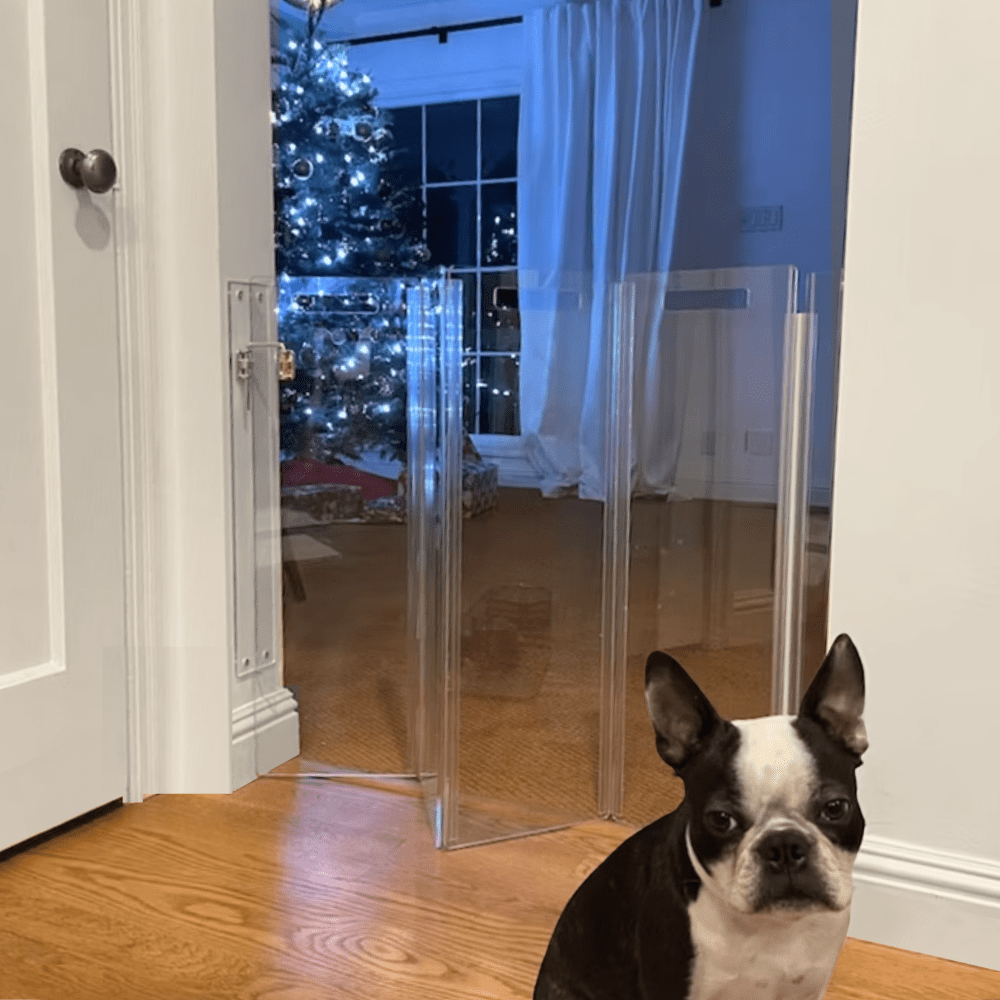 Hiddin Clear Acrylic Wall-Mounted Zig Zag Pet Gate – 30 in High