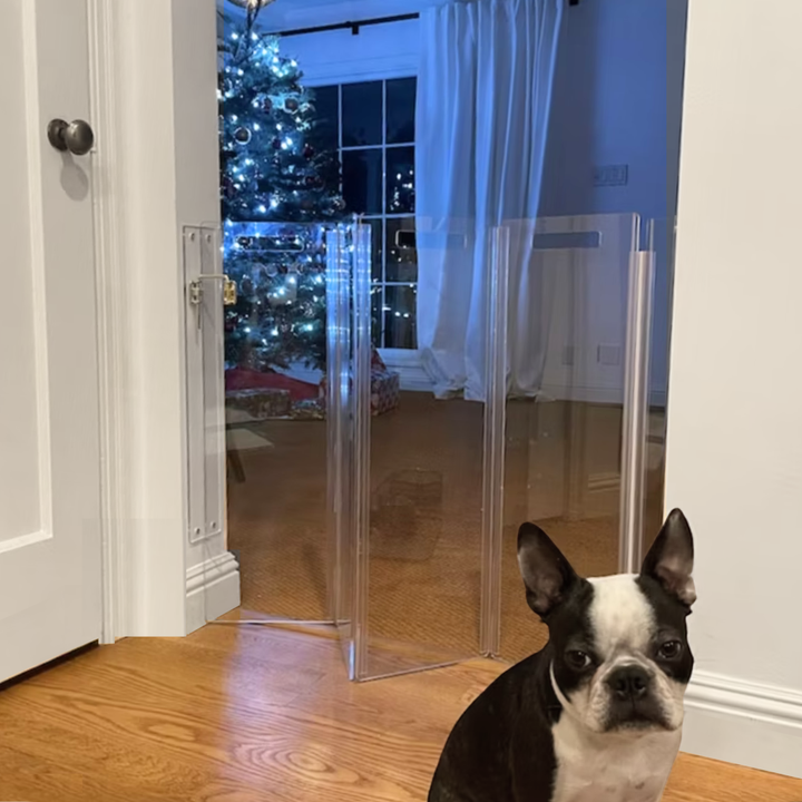 Hiddin Clear Acrylic Wall-Mounted Zig Zag Pet Gate – 30 in High