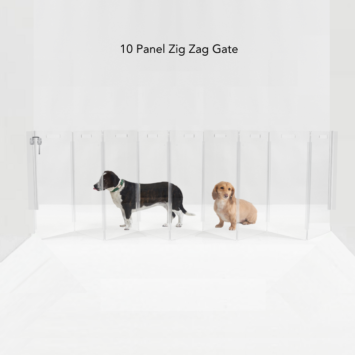 Hiddin Clear Acrylic Wall-Mounted Zig Zag Pet Gate – 30 in High
