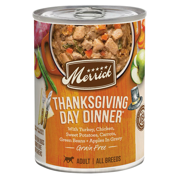 Merrick Thanksgiving Day Dinner wet dog food can front