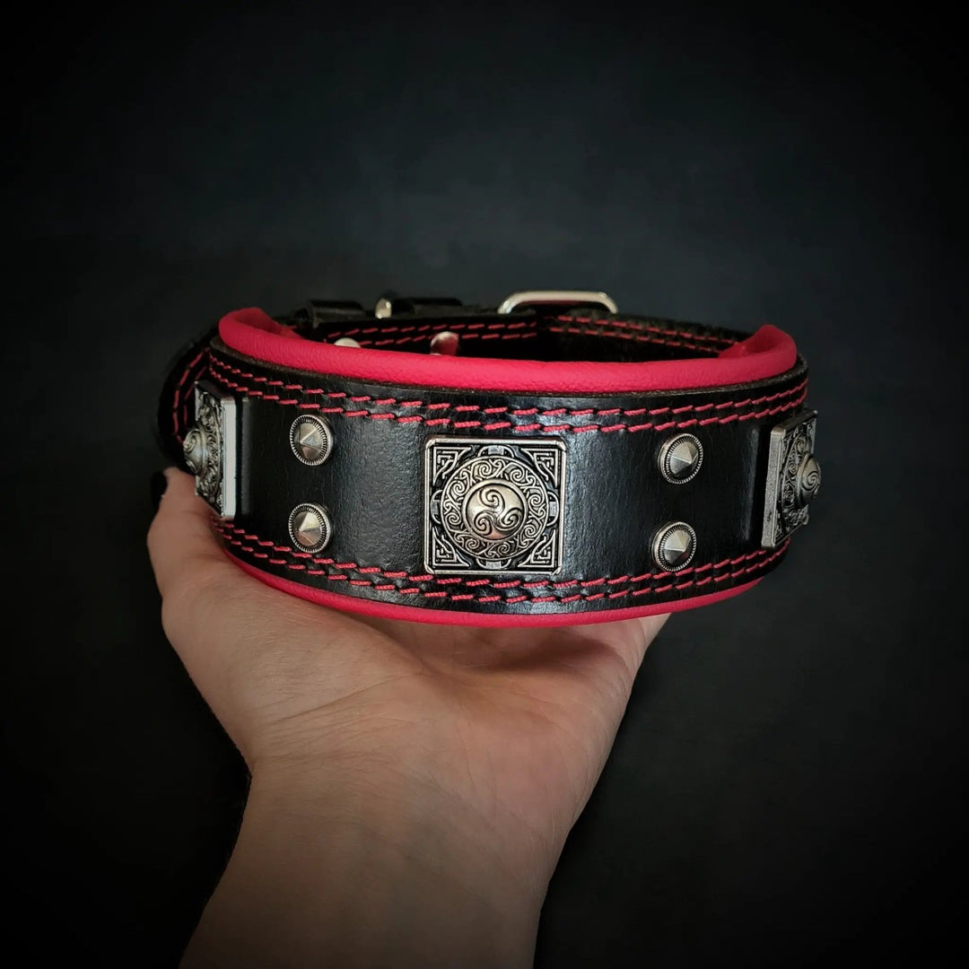 Bestia Eros black 2-inch leather dog collar